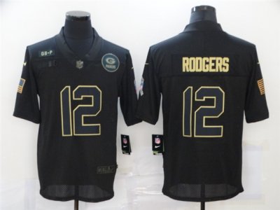 Green Bay Packers #12 Aaron Rodgers 2020 Black Salute To Service Limited Jersey
