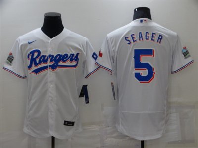 Texas Rangers #5 Corey Seager White Flex Base Jersey