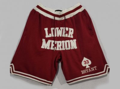 Lower Merion High School #33 Kobe Bryant Red Basketball Shorts