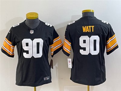 Womens Pittsburgh Steelers #90 T.J. Watt Alternate Black Vapor F.U.S.E. Limited Jersey