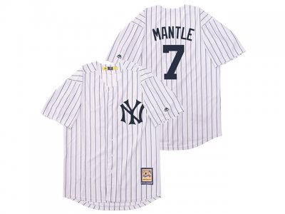 New York Yankees #7 Mickey Mantle White Cooperstown Collection Cool Base Jersey