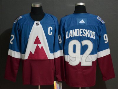 Colorado Avalanche #92 Gabriel Landeskog Blue/Burgundy 2020 NHL Stadium Series Jersey