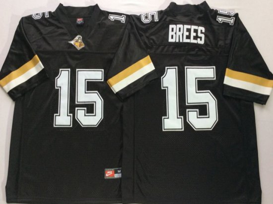 NCAA Purdue Boilermakers #15 Drew Brees Black College Football Jersey