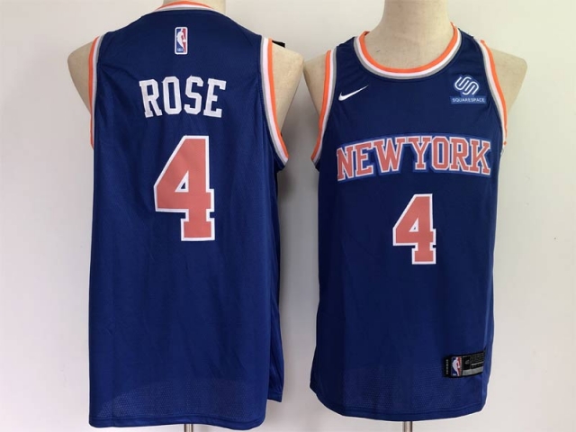 New York Knicks #4 Derrick Rose Blue Swingman Jersey - Click Image to Close