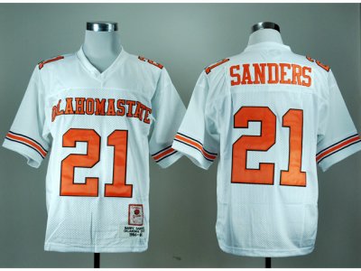 NCAA Oklahoma State Cowboys #21 Barry Sanders White College Football Jersey