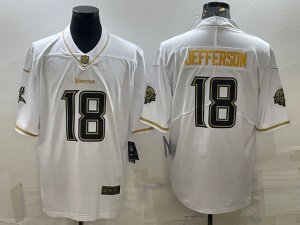 Minnesota Vikings #18 Jefferson White Gold Vapor Limited Jersey
