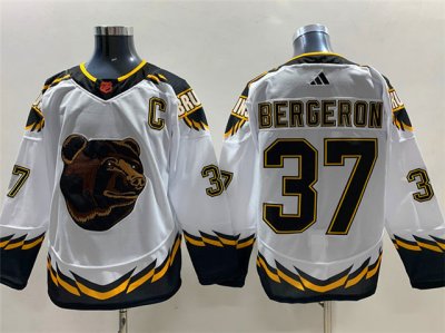 Boston Bruins #37 Patrice Bergeron White 2022/23 Reverse Retro Jersey