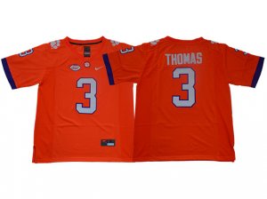 NCAA Clemson Tigers #3 Xavier Thomas Orange College Football Jersey