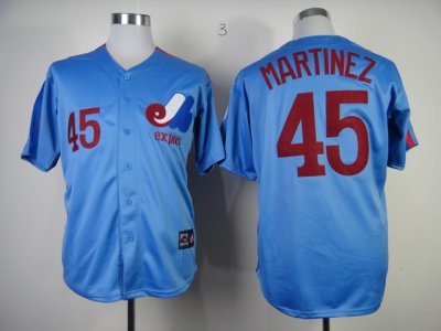 Montreal Expos #45 Pedro Martinez Blue Throwback Jersey