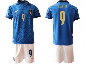National Italy #9 Belotti Home Blue 2020/21 Soccer Jersey