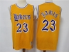 Los Angeles Lakers #23 Lebron James Gold Faded Hardwood Classic Jersey