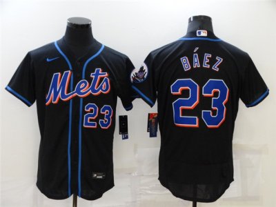 New York Mets #23 Javier Baez Black Flex Base Jersey