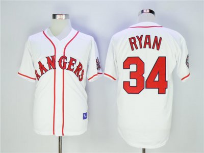 Texas Rangers #34 Nolan Ryan 1995 Throwback White Jersey