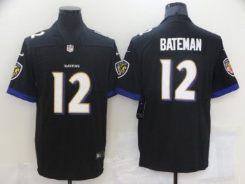 Baltimore Ravens #12 Rashod Bateman Black Vapor Limited Jersey