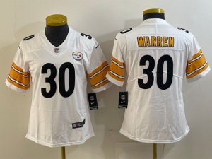 Womens Pittsburgh Steelers #30 Jaylen Warren White Vapor Limited Jersey
