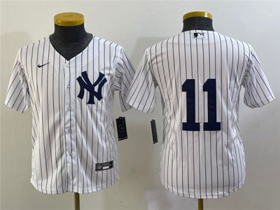 Youth New York Yankees #11 Anthony Volpe White Without Name Cool Base Jersey