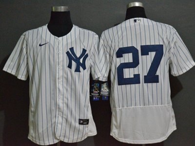New York Yankees #27 Giancarlo Stanton White Without Name Flex Base Jersey