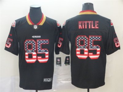 San Francisco 49ers #85 George Kittle Black USA Flag Fashion Limited Jersey