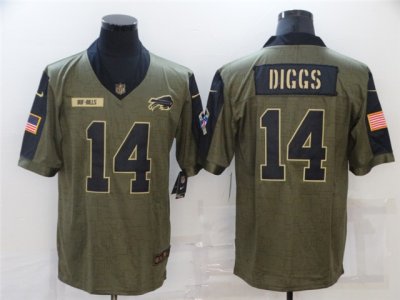Buffalo Bills #14 Stefon Diggs 2021 Olive Salute To Service Limited Jersey