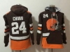 Cleveland Browns #24 Nick Chubb Brown One Front Pocket Pullover Hoodie Jersey