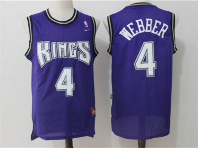 Sacramento Kings #4 Chris Webber Throwback Purple Jersey