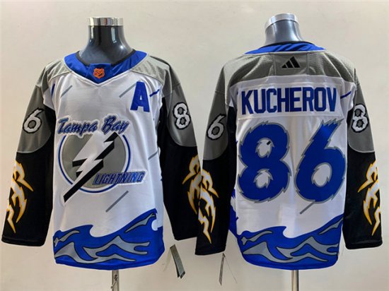 Tampa Bay Lightning #86 Nikita Kucherov 2022/23 White Reverse Retro Jersey