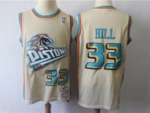 Detroit Pistons #33 Grant Hill Cream Hardwood Classics Jersey