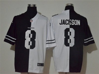 Baltimore Ravens #8 Lamar Jackson Black White Split Vapor Limited Jersey