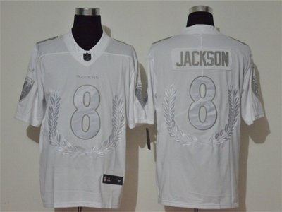 Baltimore Ravens #8 Lamar Jackson White Peace Edition Vapor Limited Jersey