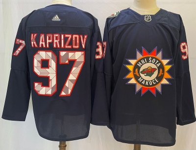 Minnesota Wild #97 Kirill Kaprizov Navy 2021/22 Heritage Day Jersey