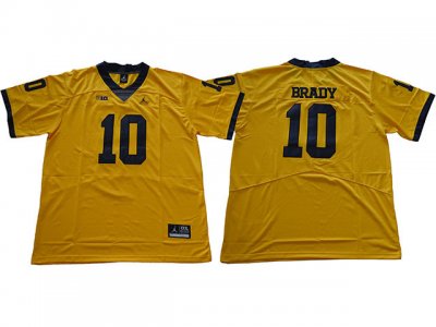 NCAA Michigan Wolverines #10 Tom Brady Gold College Football Jersey