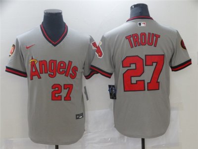 Los Angeles Angels #27 Mike Trout Vintage Gray Jersey