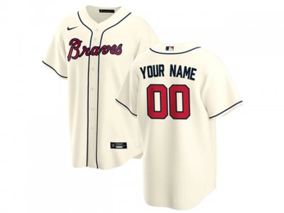 Atlanta Braves Custom #00 Cream Cool Base Jersey