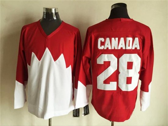 1972 Summit Series Team Canada #28 Bobby Clarke CCM Vintage Red Hockey Jersey