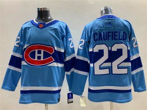 Montreal Canadiens #22 Cole Caufield Blue 2022/23 Reverse Retro Jersey