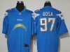 Los Angeles Chargers #97 Joey Bosa Blue Fashion Logo No Number On Front Vapor Limited Jersey