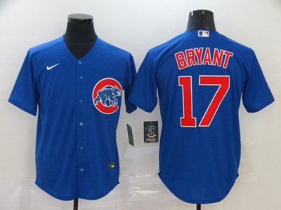 Chicago Cubs #17 Kris Bryant Blue Cool Base Jersey