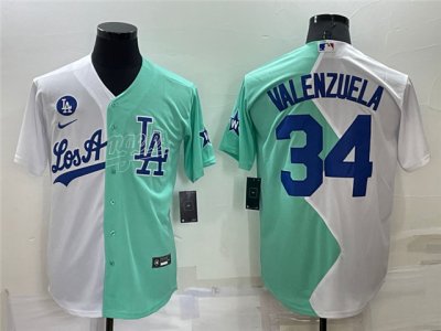 Los Angeles Dodgers #34 Fernando Valenzuela White Green 2022 MLB All-Star Split Jersey
