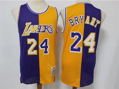 Los Angeles Lakers #24 Kobe Bryant Purple Gold Split Hardwood Classic Jersey