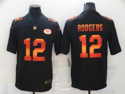 Green Bay Packers #12 Aaron Rodgers Black Colorful Fashion Limited Jersey