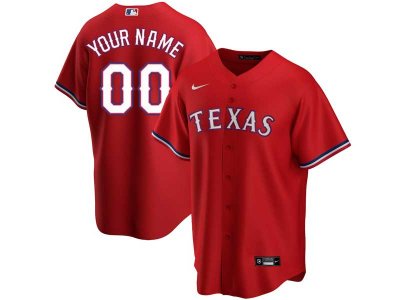 Texas Rangers Custom #00 Alternate Red Cool Base Jersey