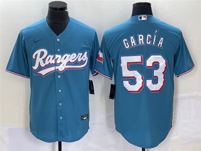 Texas Rangers #53 Adolis Garcia Light Blue Cool Base Jersey