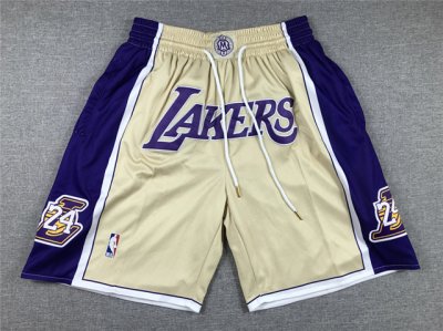 Los Angeles Lakers #24 Kobe Bryant Lakers Gold Hall of Fame Basketball Shorts