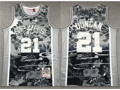 San Antonio Spurs #21 Tim Duncan Year Of the Rabbit Gray Hardwood Classics Jersey