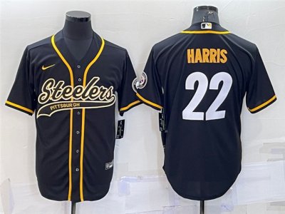 Pittsburgh Steelers #22 Najee Harris Black Baseball Cool Base Jersey