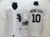 Chicago White Sox #10 Yoan Moncada White Stripe Cool Base Jersey