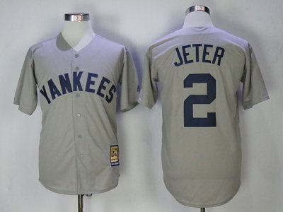 New York Yankees #2 Derek Jeter Gray Cooperstown Collection Cool Base Jersey
