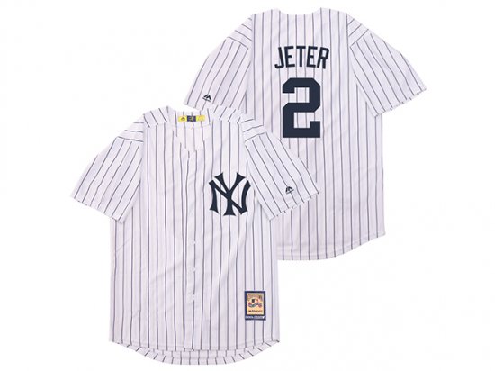 New York Yankees #2 Derek Jeter White Cooperstown Collection Cool Base ...