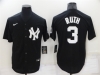 New York Yankees #3 Babe Ruth Black Fashion Cool Base Jersey