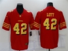 San Francisco 49ers #42 Ronnie Lott Red Gold Vapor Limited Jersey